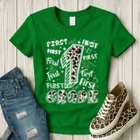 Cute Leopard Print First Grade Typography Word Art Women's T-Shirt thumb 3