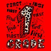 Cute Leopard Print First Grade Typography Word Art Santa Hat thumb 1