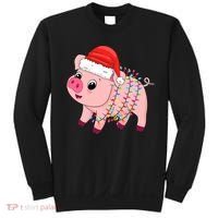 Christmas Lights Pig Wearing Xmas Hat - Pig Lover Farmer Sweatshirt thumb 0