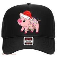 Christmas Lights Pig Wearing Xmas Hat - Pig Lover Farmer Hat thumb 0
