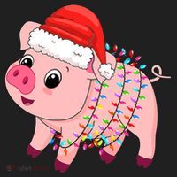 Christmas Lights Pig Wearing Xmas Hat - Pig Lover Farmer Hat thumb 2
