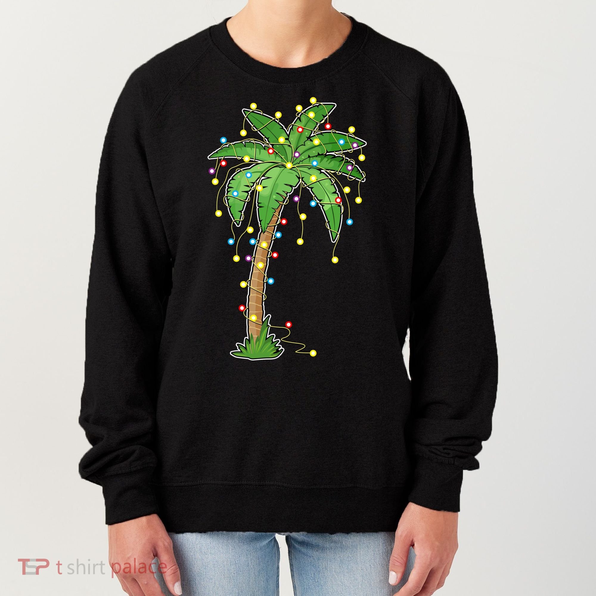 Christmas Lights Palm Tree Beach Funny Tropical Xmas Gift Women's Sweatshirt