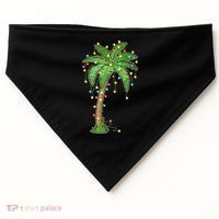 Christmas Lights Palm Tree Beach Funny Tropical Xmas Gift USA-Made Doggie Bandana thumb 0