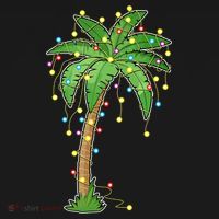 Christmas Lights Palm Tree Beach Funny Tropical Xmas Gift USA-Made Doggie Bandana thumb 2