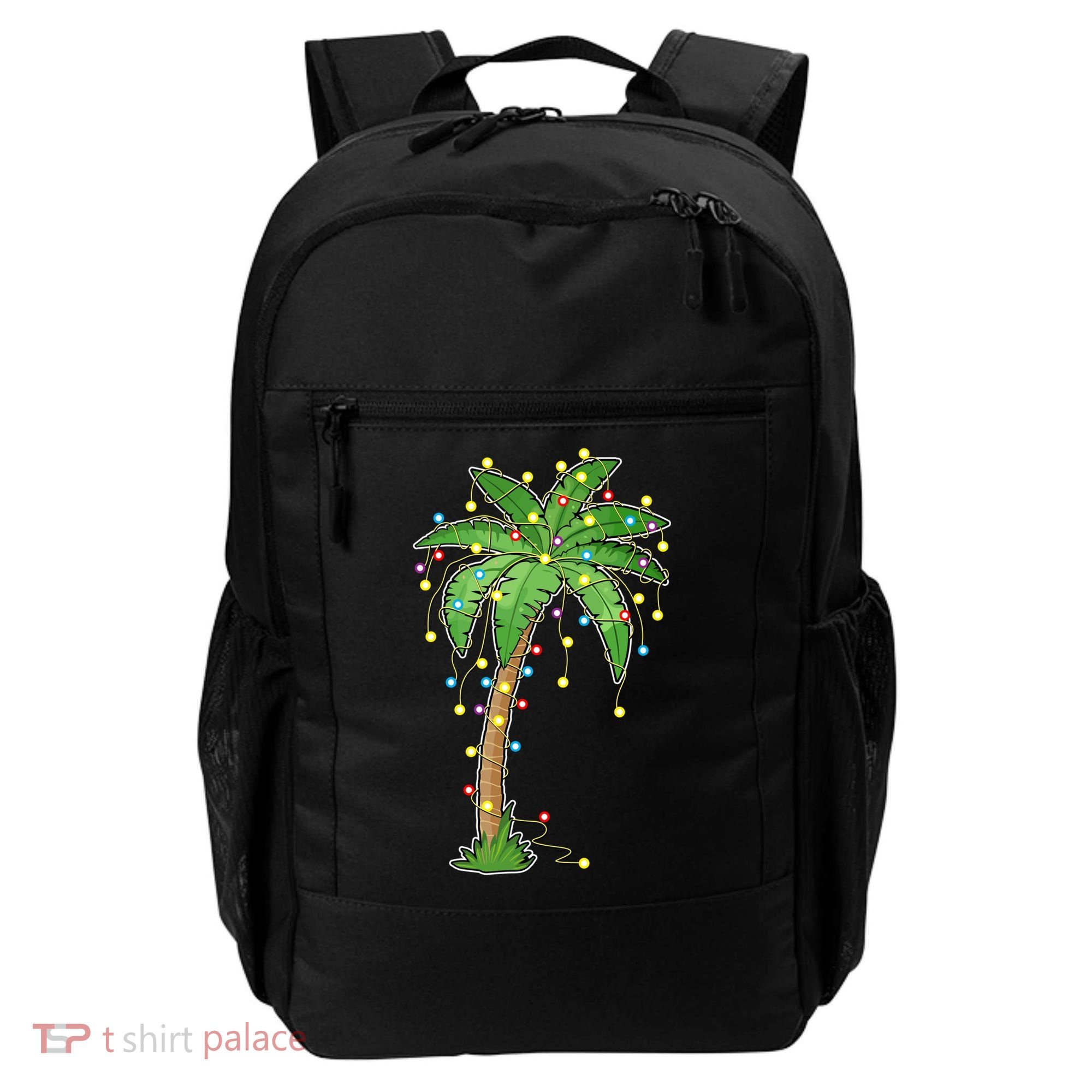Christmas Lights Palm Tree Beach Funny Tropical Xmas Gift Backpack