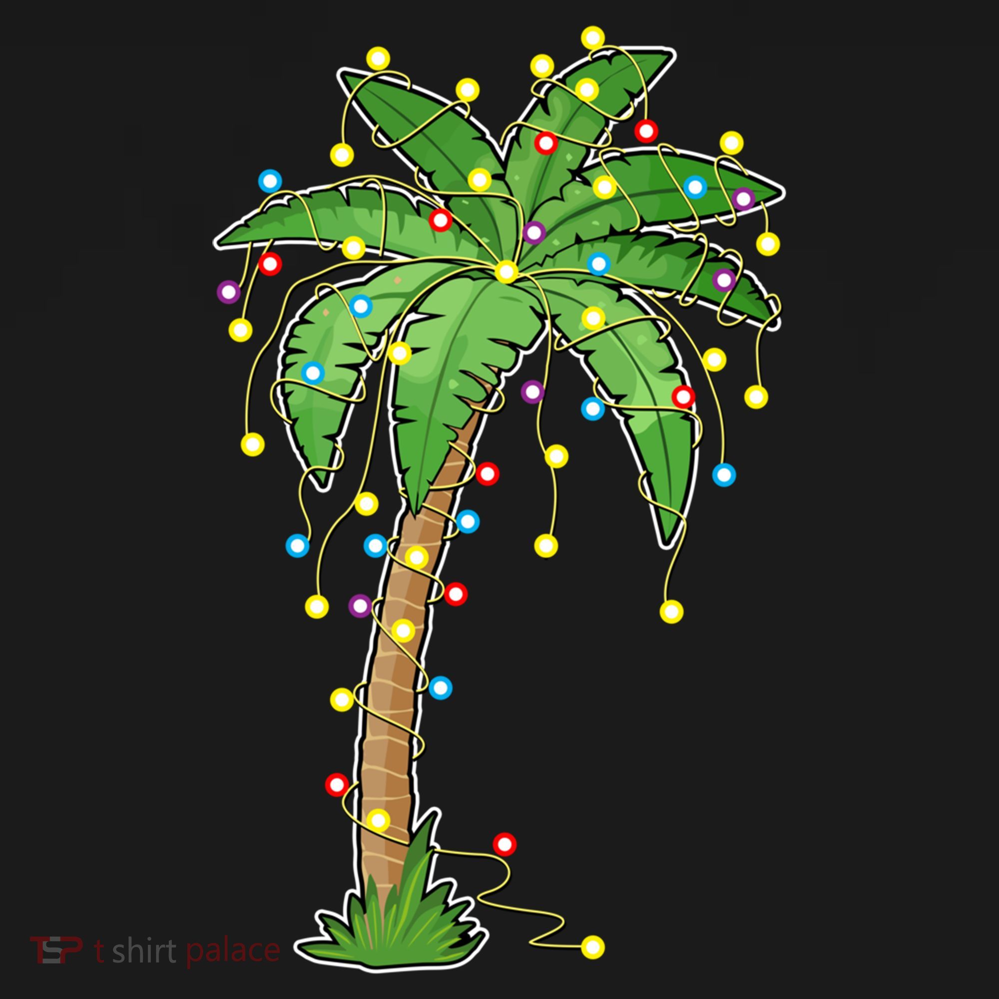 Christmas Lights Palm Tree Beach Funny Tropical Xmas Gift Bucket Hat