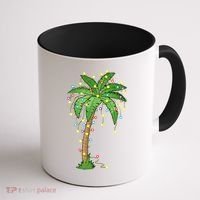 Christmas Lights Palm Tree Beach Funny Tropical Xmas Gift Coffee Mug thumb 1