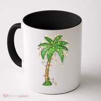 Christmas Lights Palm Tree Beach Funny Tropical Xmas Gift Coffee Mug thumb 0