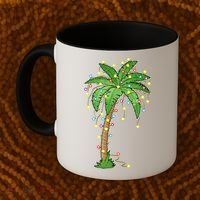Christmas Lights Palm Tree Beach Funny Tropical Xmas Gift Coffee Mug thumb 2