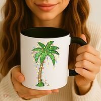 Christmas Lights Palm Tree Beach Funny Tropical Xmas Gift Coffee Mug thumb 3