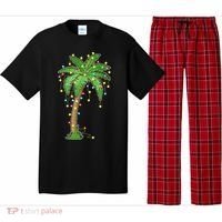 Christmas Lights Palm Tree Beach Funny Tropical Xmas Gift Pajama Set thumb 0