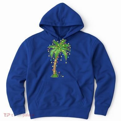 Christmas Lights Palm Tree Beach Funny Tropical Xmas Gift Hoodie
