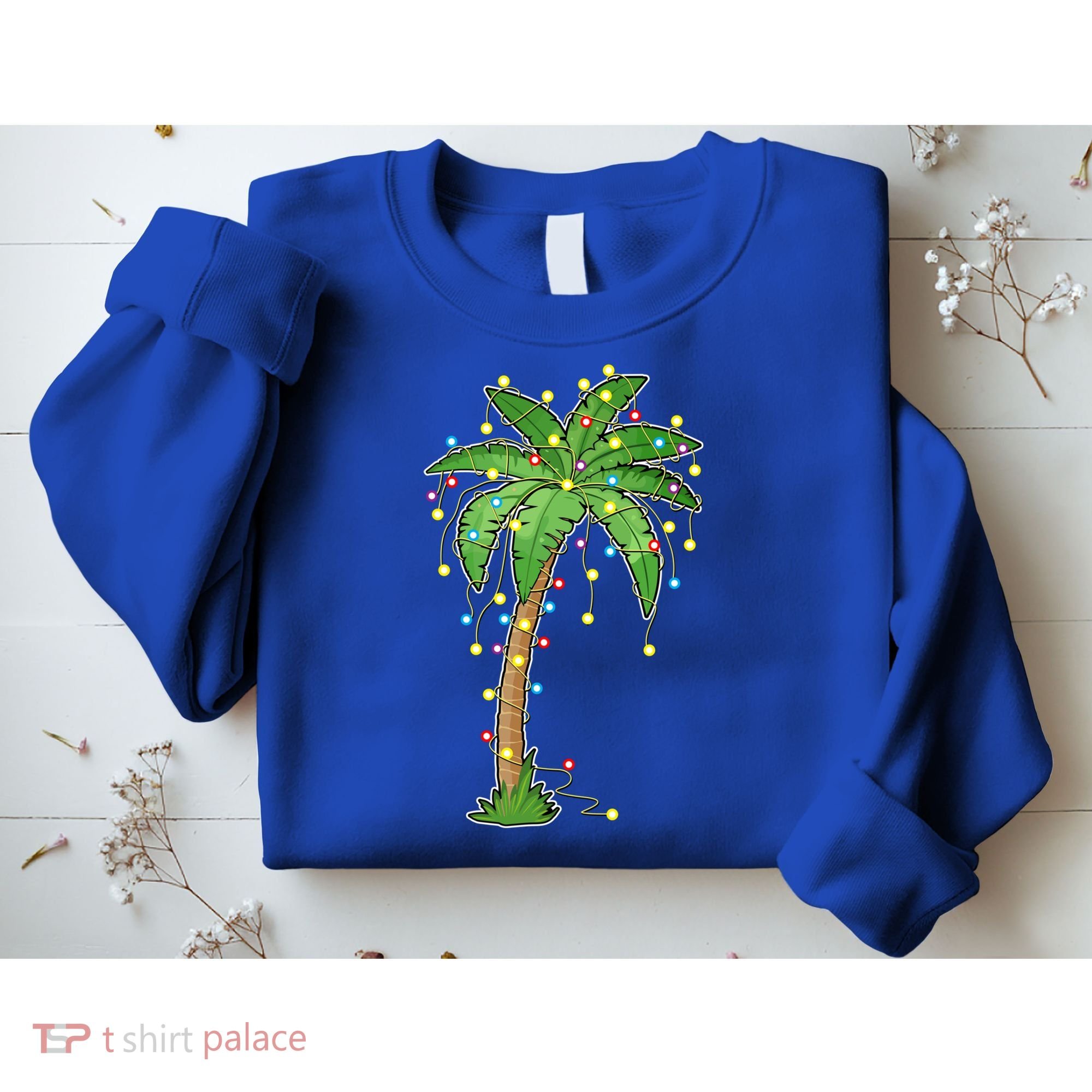 Christmas Lights Palm Tree Beach Funny Tropical Xmas Gift Sweatshirt
