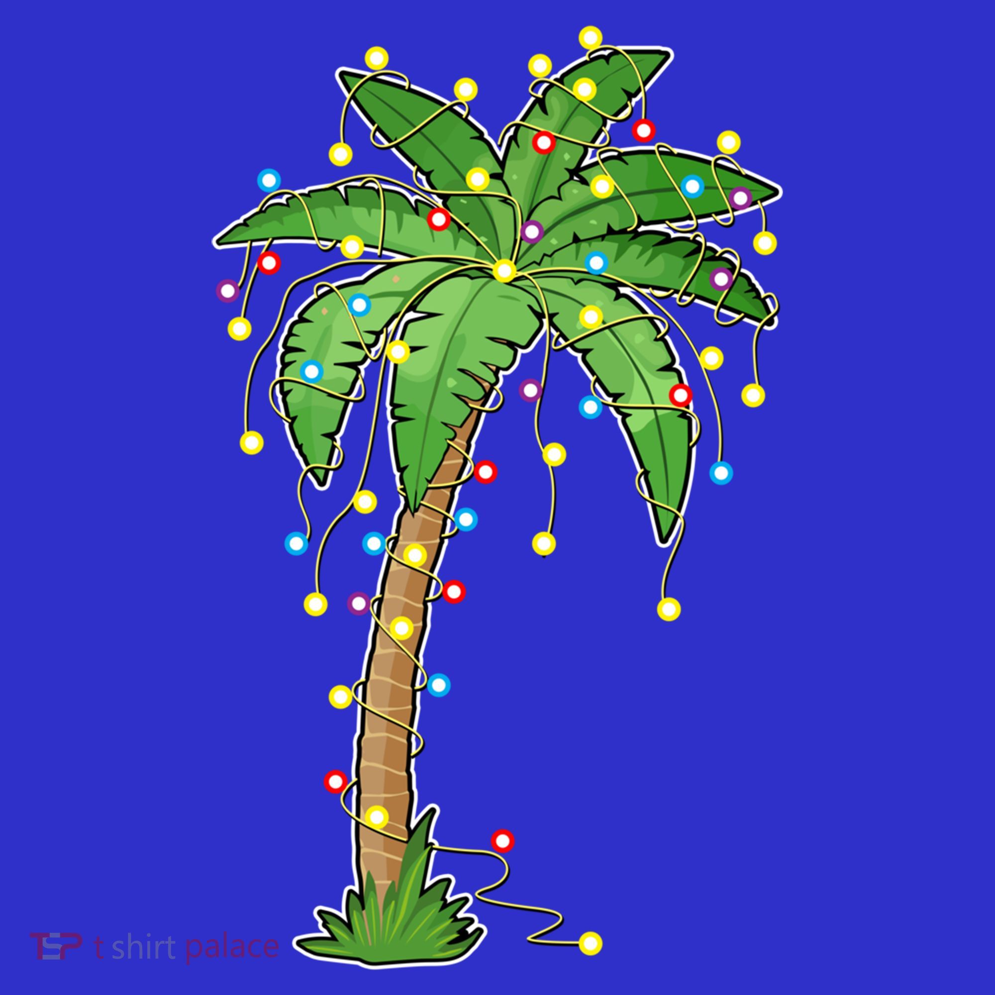 Christmas Lights Palm Tree Beach Funny Tropical Xmas Gift Button