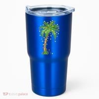 Christmas Lights Palm Tree Beach Funny Tropical Xmas Gift Tumbler thumb 0