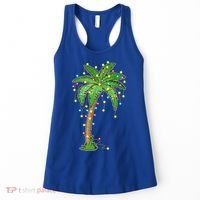 Christmas Lights Palm Tree Beach Funny Tropical Xmas Gift Women's Tank Top thumb 0