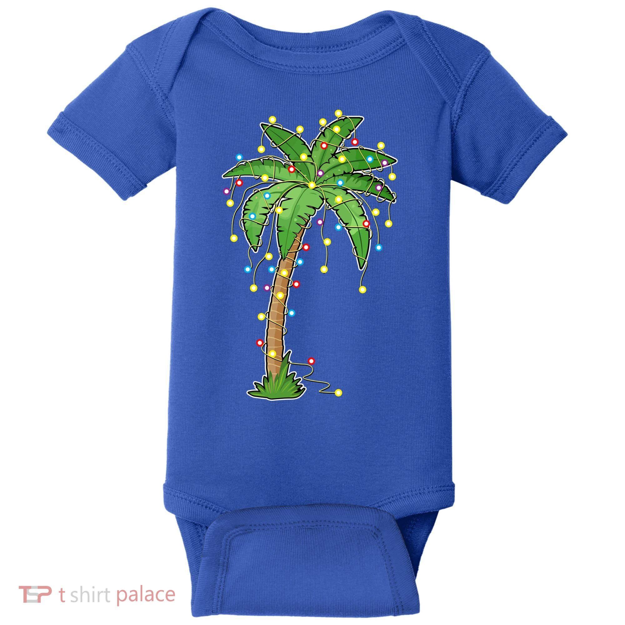 Christmas Lights Palm Tree Beach Funny Tropical Xmas Gift Baby Bodysuit