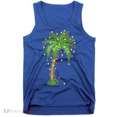 Christmas Lights Palm Tree Beach Funny Tropical Xmas Gift Tank Top