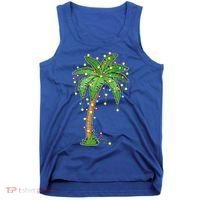 Christmas Lights Palm Tree Beach Funny Tropical Xmas Gift Tank Top thumb 0