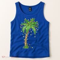 Christmas Lights Palm Tree Beach Funny Tropical Xmas Gift Tank Top thumb 2