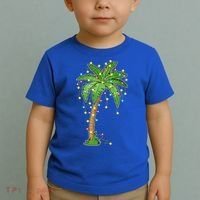 Christmas Lights Palm Tree Beach Funny Tropical Xmas Gift Toddler T-Shirt thumb 2