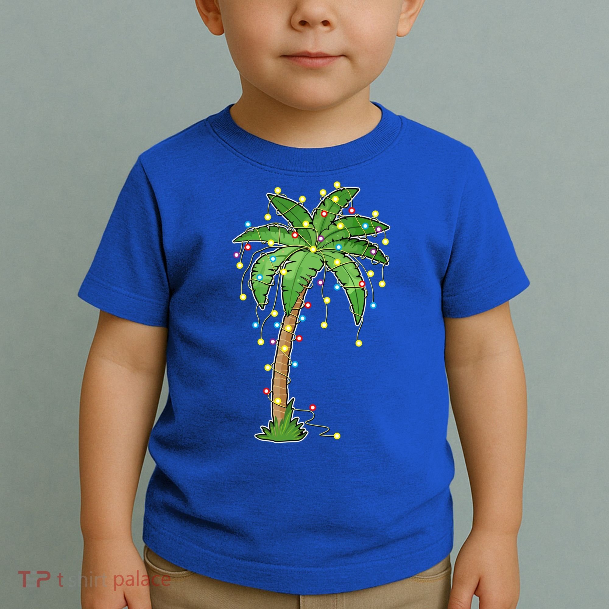 Christmas Lights Palm Tree Beach Funny Tropical Xmas Gift Toddler T-Shirt