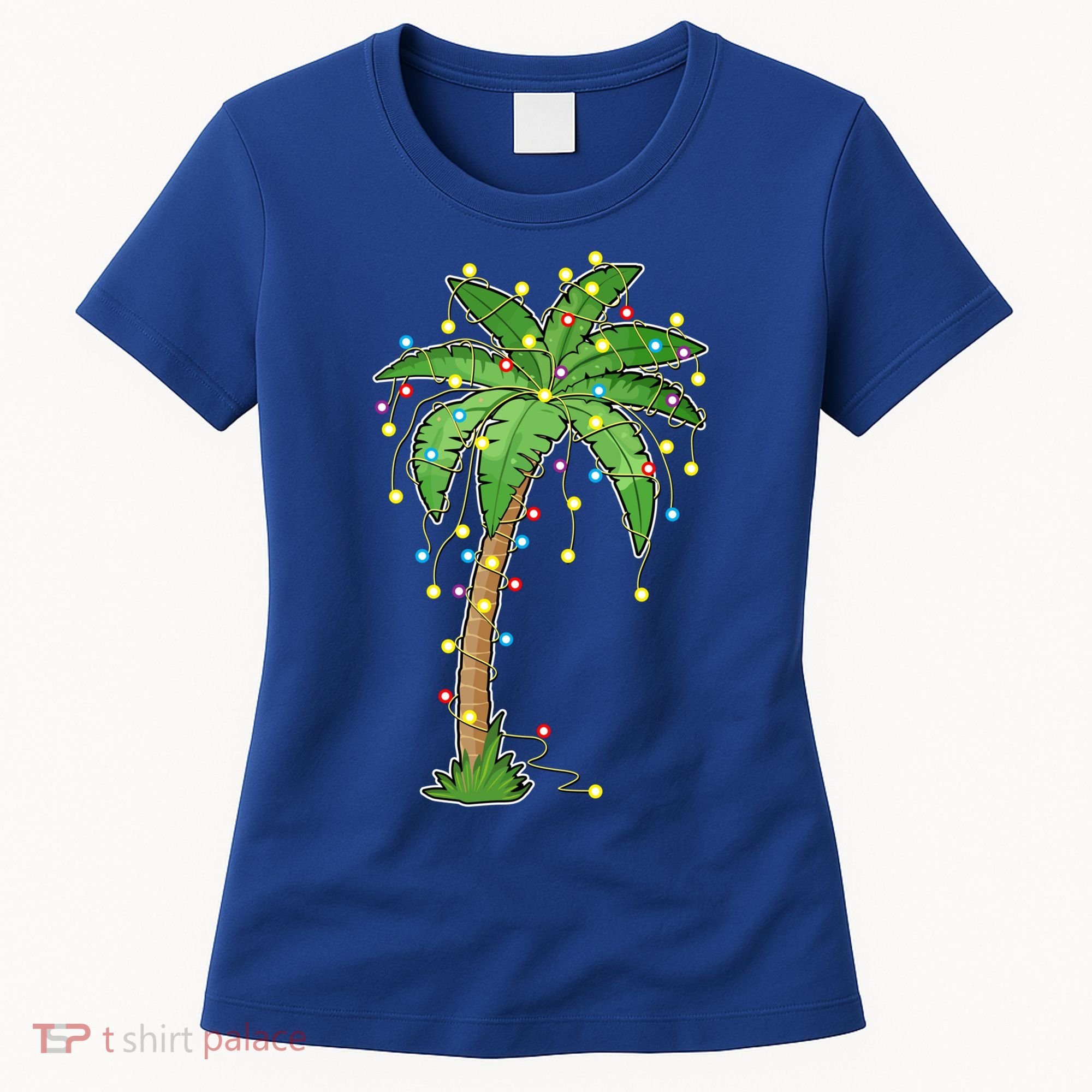 Christmas Lights Palm Tree Beach Funny Tropical Xmas Gift Women's T-Shirt