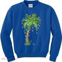 Christmas Lights Palm Tree Beach Funny Tropical Xmas Gift Kids Sweatshirt thumb 0