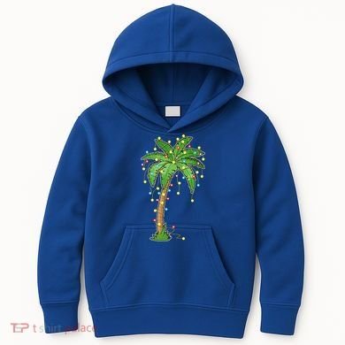Christmas Lights Palm Tree Beach Funny Tropical Xmas Gift Kids Hoodie