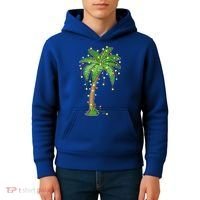 Christmas Lights Palm Tree Beach Funny Tropical Xmas Gift Kids Hoodie thumb 4