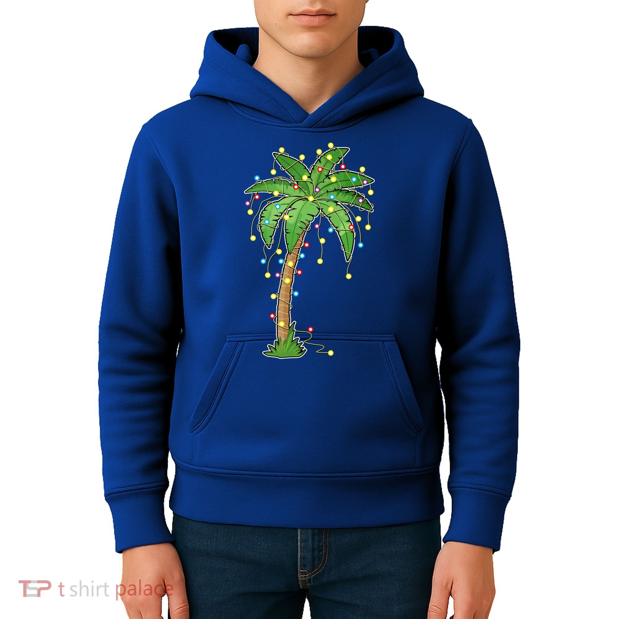 Christmas Lights Palm Tree Beach Funny Tropical Xmas Gift Kids Hoodie