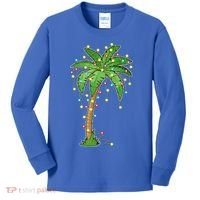 Christmas Lights Palm Tree Beach Funny Tropical Xmas Gift Kids Long Sleeve Shirt thumb 0