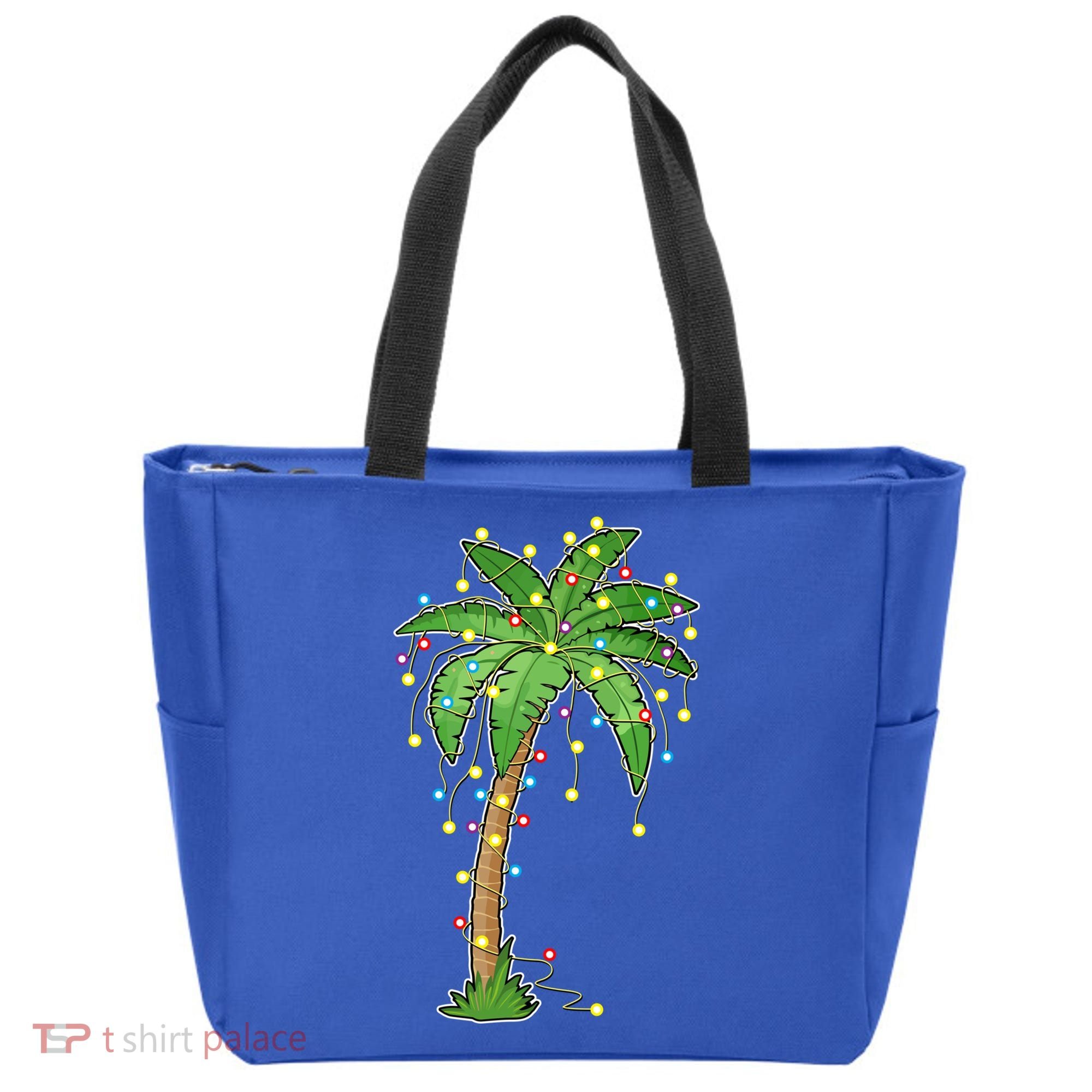 Christmas Lights Palm Tree Beach Funny Tropical Xmas Gift Tote Bag