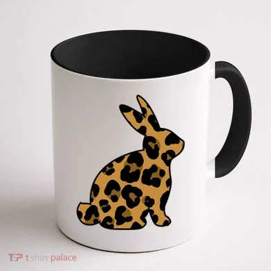 Cute Leopard Pattern Easter Bunny Rabbit Coffee Mug back
