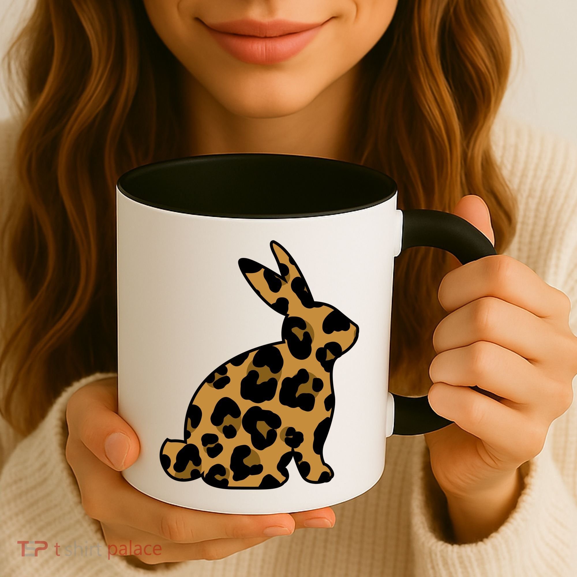 Cute Leopard Pattern Easter Bunny Rabbit Coffee Mug