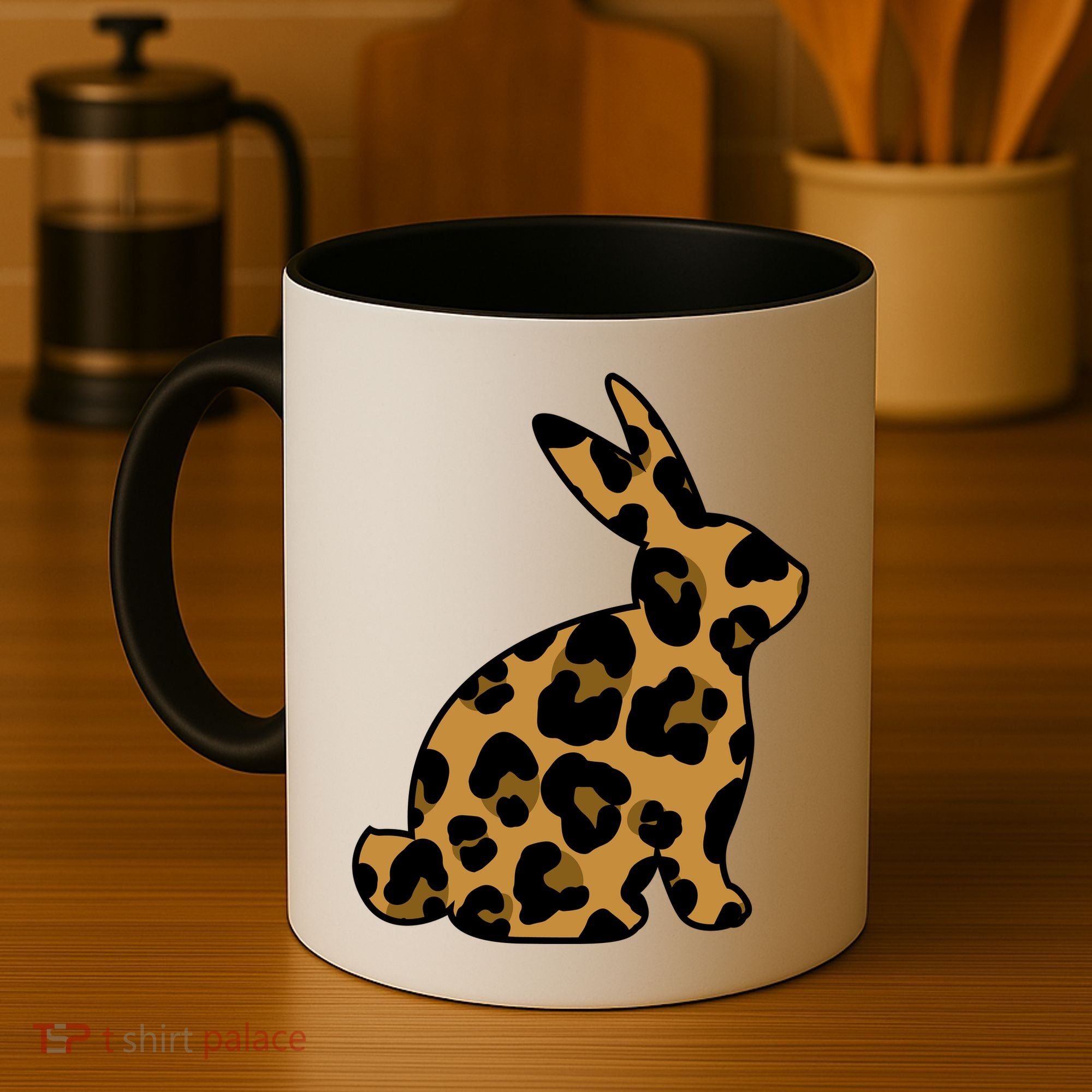 Cute Leopard Pattern Easter Bunny Rabbit Coffee Mug