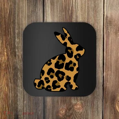 Cute Leopard Pattern Easter Bunny Rabbit Coaster