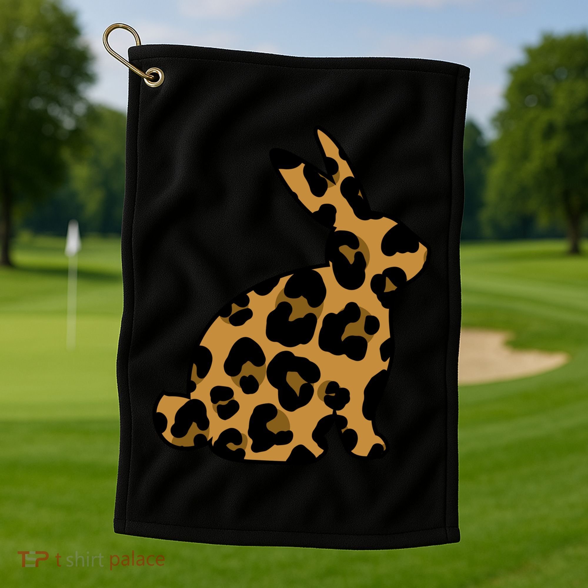 Cute Leopard Pattern Easter Bunny Rabbit Golf Towel