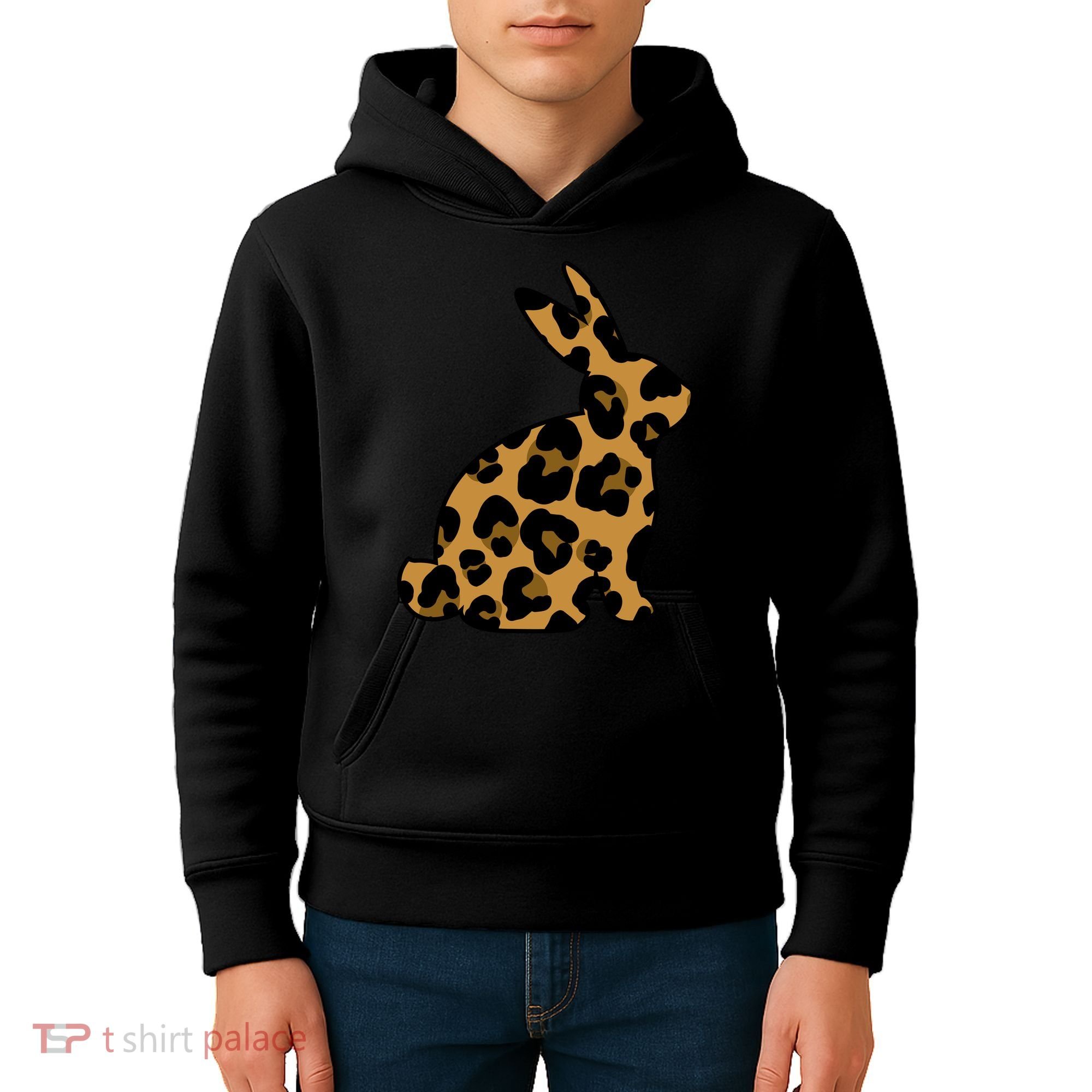 Cute Leopard Pattern Easter Bunny Rabbit Kids Hoodie