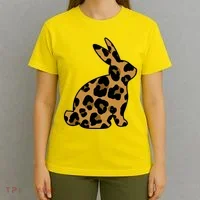 Cute Leopard Pattern Easter Bunny Rabbit T-Shirt thumb 4