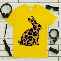 Cute Leopard Pattern Easter Bunny Rabbit T-Shirt thumb 5