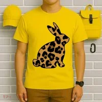 Cute Leopard Pattern Easter Bunny Rabbit T-Shirt thumb 6
