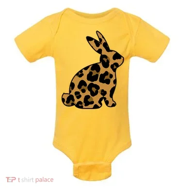 Cute Leopard Pattern Easter Bunny Rabbit Baby Bodysuit