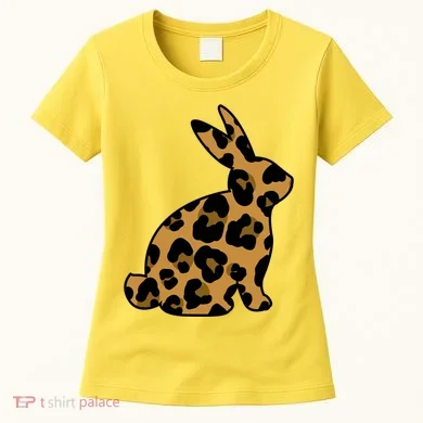 Cute Leopard Pattern Easter Bunny Rabbit Women's T-Shirt