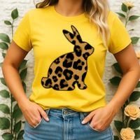 Cute Leopard Pattern Easter Bunny Rabbit Women's T-Shirt thumb 2