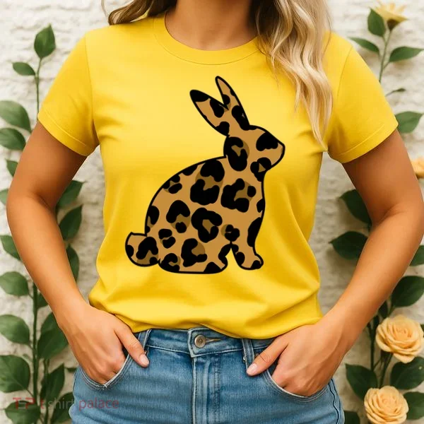 Cute Leopard Pattern Easter Bunny Rabbit Women's T-Shirt