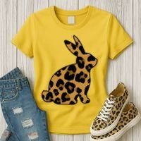 Cute Leopard Pattern Easter Bunny Rabbit Women's T-Shirt thumb 3