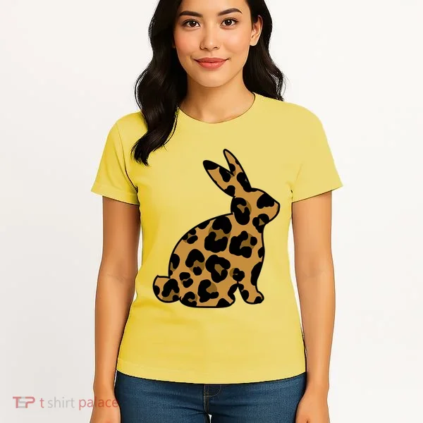 Cute Leopard Pattern Easter Bunny Rabbit Women's T-Shirt