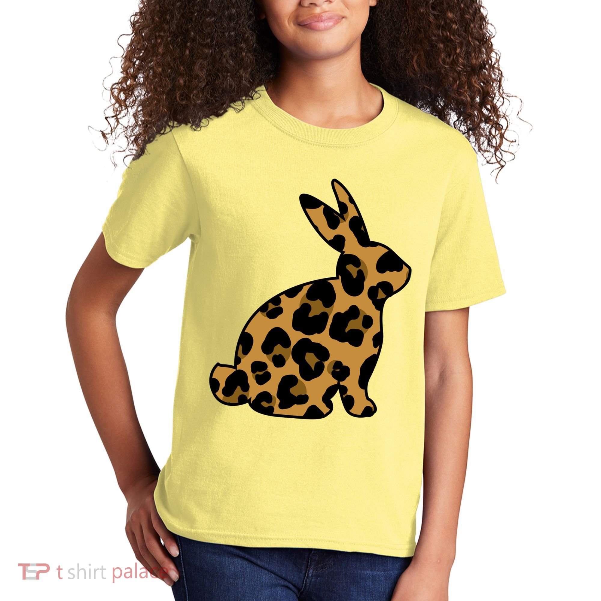 Cute Leopard Pattern Easter Bunny Rabbit Kids T-Shirt