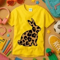 Cute Leopard Pattern Easter Bunny Rabbit Kids T-Shirt thumb 3